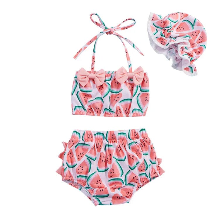 Watermelon Ruffled Baby Swimsuit - Wearebambino - 3 - 6 M - Watermelon Ruffled Baby Swimsuit