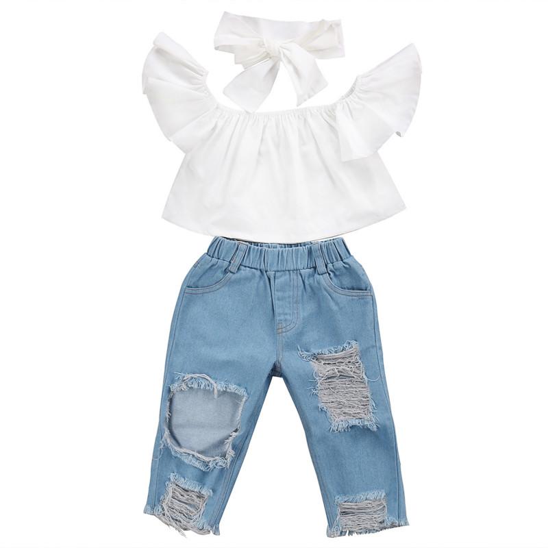 White Denim Toddler Set - Wearebambino - 2T - White Denim Toddler Set