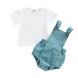 White Ribbed Tee Baby Set - Wearebambino - Blue - 3 - 6 M - White Ribbed Tee Baby Set