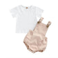 White Ribbed Tee Baby Set - Wearebambino - Beige - 3 - 6 M - White Ribbed Tee Baby Set