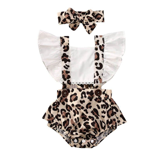 White Ruffles Leopard Baby Romper - Wearebambino - 3 - 6 M - White Ruffles Leopard Baby Romper