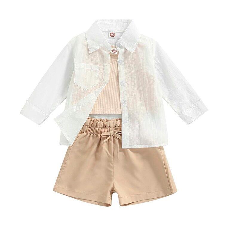 White Shirt Solid Shorts Toddler Set - Wearebambino - 2T - White Shirt Solid Shorts Toddler Set