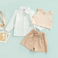 White Shirt Solid Shorts Toddler Set - Wearebambino - 2T - White Shirt Solid Shorts Toddler Set