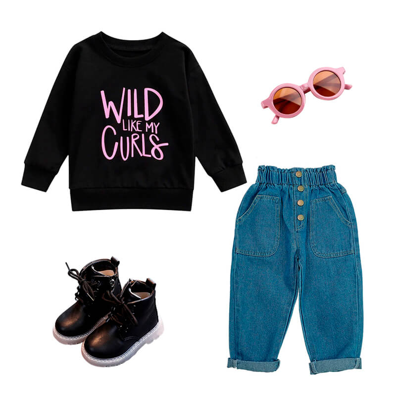 Wild Like My Curls Toddler Sweatshirt - Wearebambino - Beige - 2T - Wild Like My Curls Toddler Sweatshirt