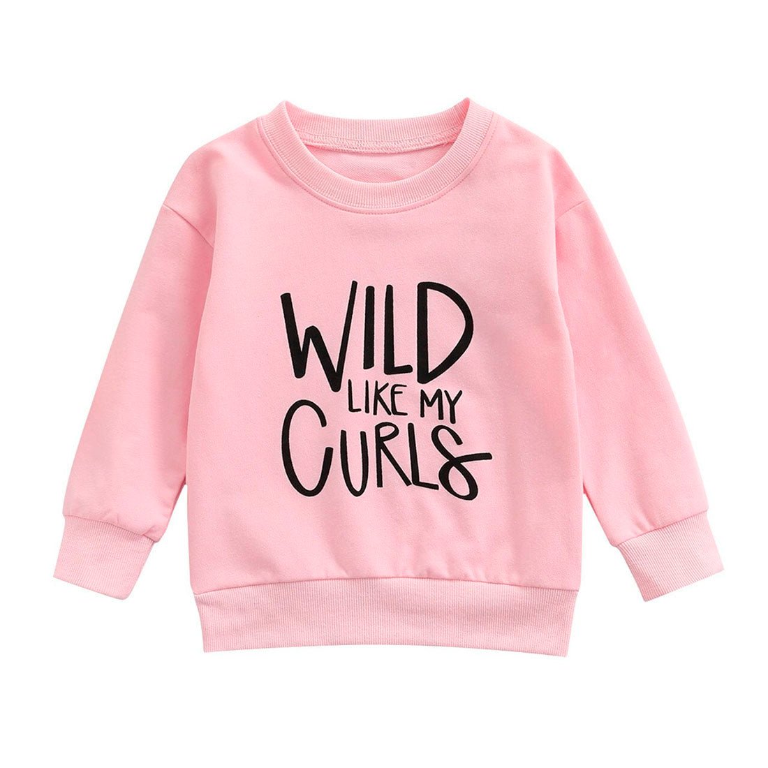 Wild Like My Curls Toddler Sweatshirt - Wearebambino - Pink - 2T - Wild Like My Curls Toddler Sweatshirt