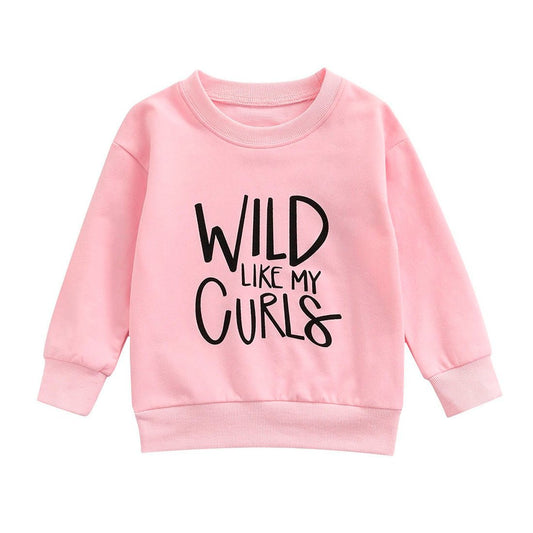 Wild Like My Curls Toddler Sweatshirt - Wearebambino - Pink - 2T - Wild Like My Curls Toddler Sweatshirt