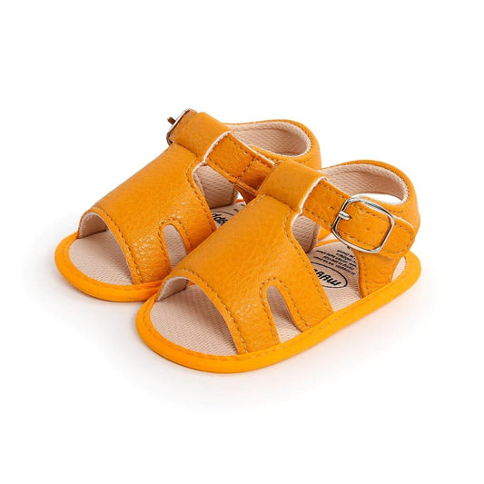 Yellow Buckle Up Baby Sandals - Wearebambino - 1 - Yellow Buckle Up Baby Sandals