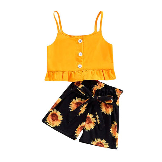 Yellow Sunflower Toddler Set - Wearebambino - 2T - Yellow Sunflower Toddler Set